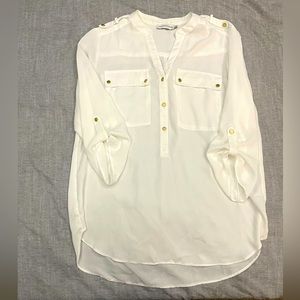 Paraphrase white blouse with gold buttons